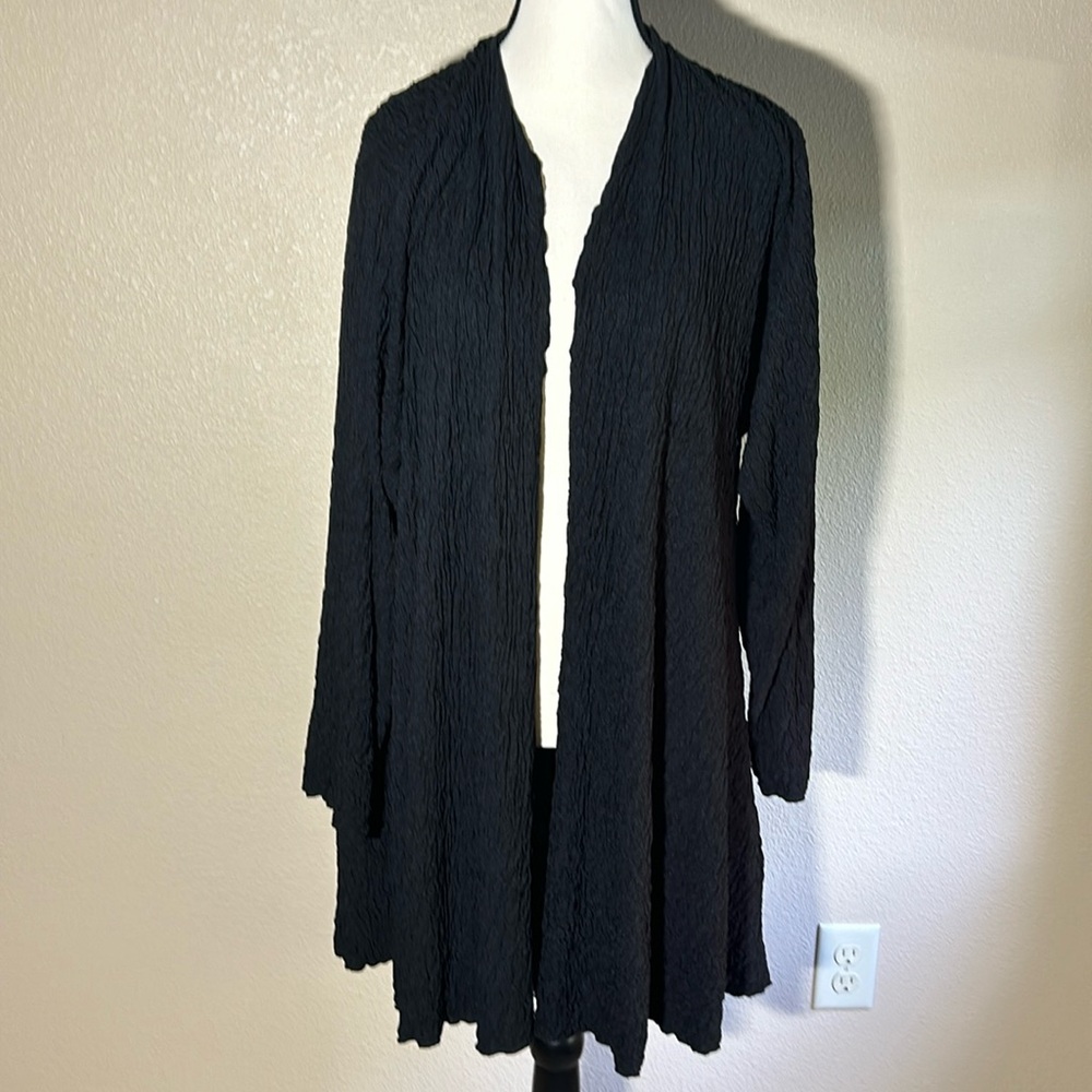 Oscar De La Renta Women's Vintage Draped Open Front Black Cardigan Size …